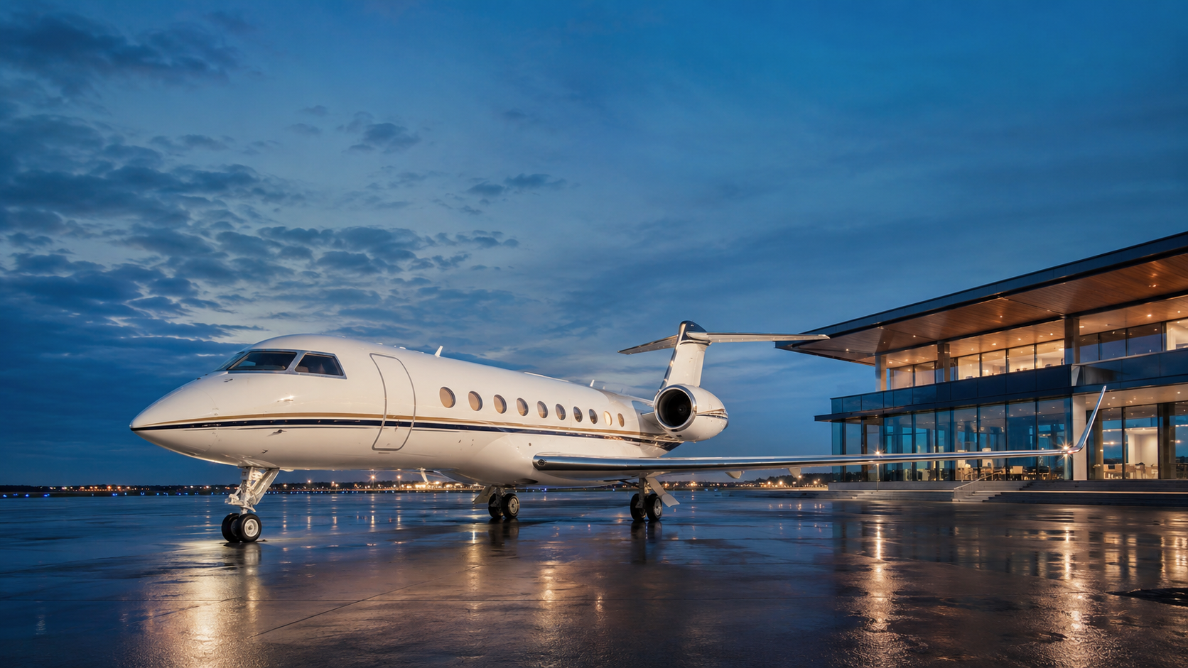 Private aircraft at executive terminal